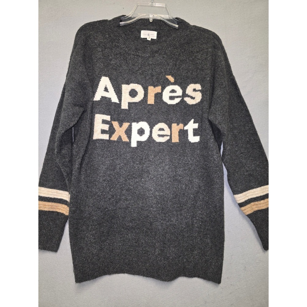 Lou & Grey Après Expert Dark Gray Sweater Long Sleeve Crew Neck Women's Size M